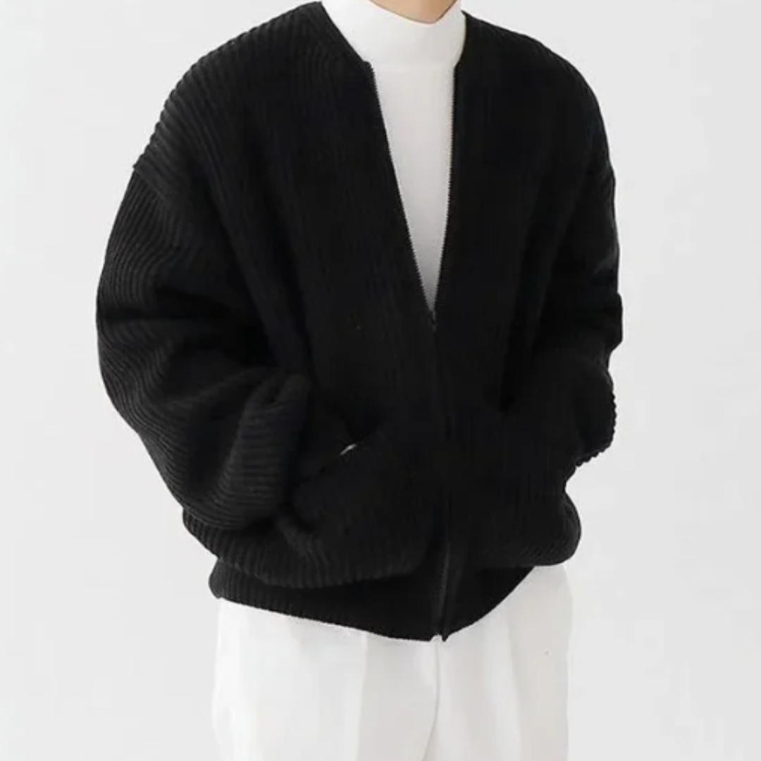 Levoire | Veste en tricot pour hommes avec fermeture éclair Noir