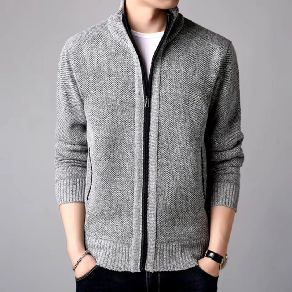 Levoire | Veste En Tricot Classique Avec Fermeture Éclair Gris clair