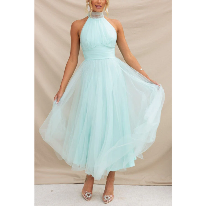 Levoire | Robe de demoiselle d'honneur midi avec dos ouvert pour femmes Vert