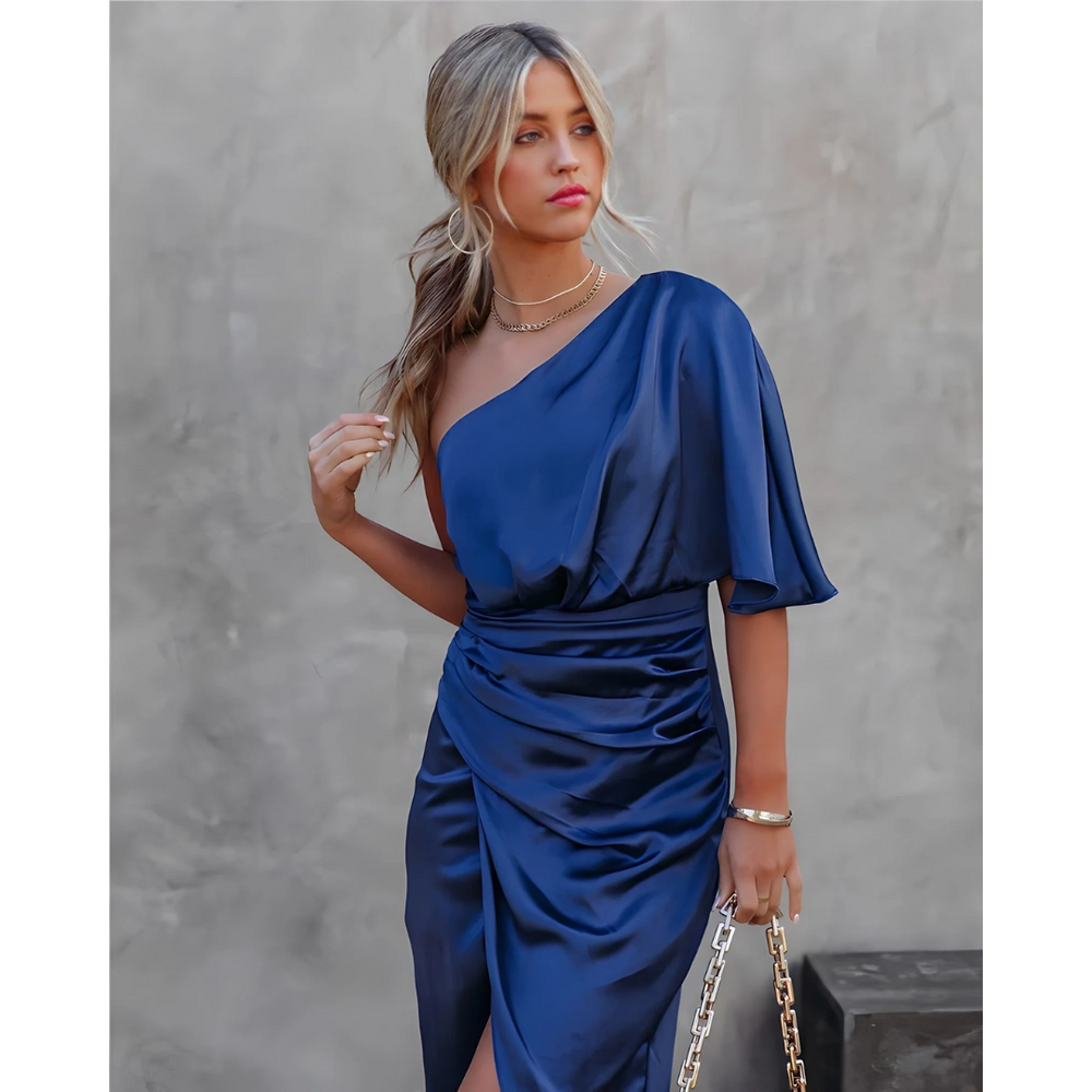 Levoire | Robe mini asymétrique pour les invitées de mariage pour femmes Bleu