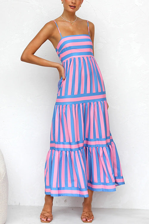 Levoire | Robe Maxi Rayée Rosa