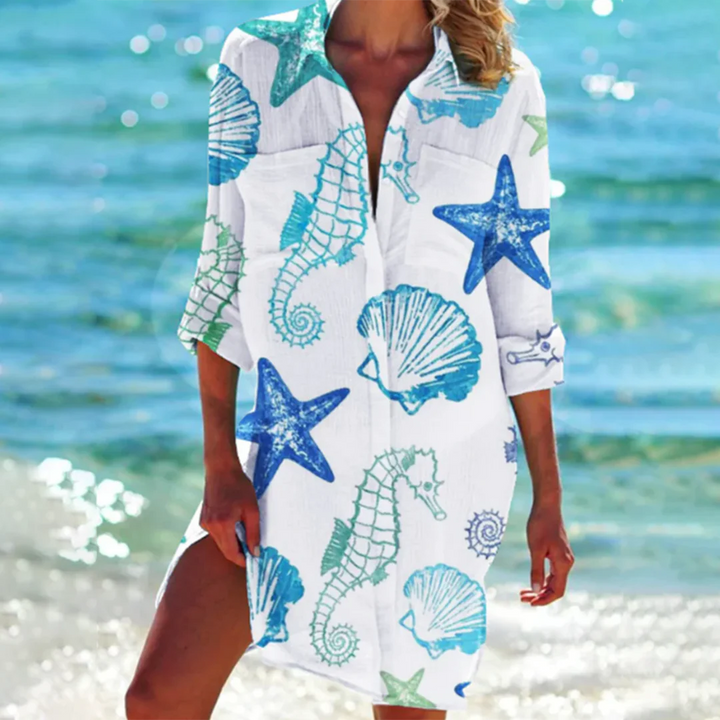 Levoire | Mini Plage Polo Robe Pour Femmes Blanc Bleu