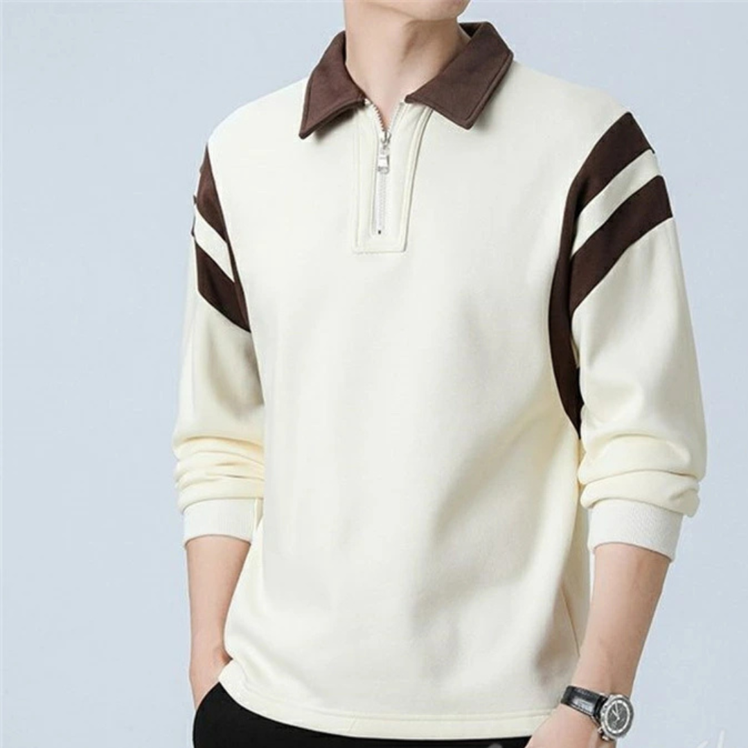 Levoire | Noam Hommes Polo À Manches Longues T-Shirt Avec Fermeture Éclair