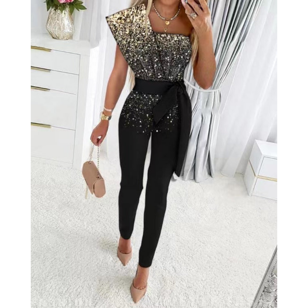Levoire | Combinaison Stylee Avec Ceinture Et Col En V Profond Marron noir