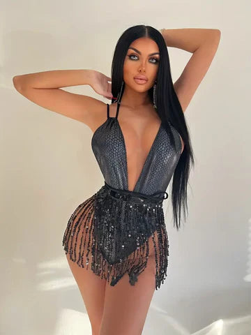 Levoire | Monokini Imprimé Serpent & Perles Purement Éclat & Maîtrise Du Style