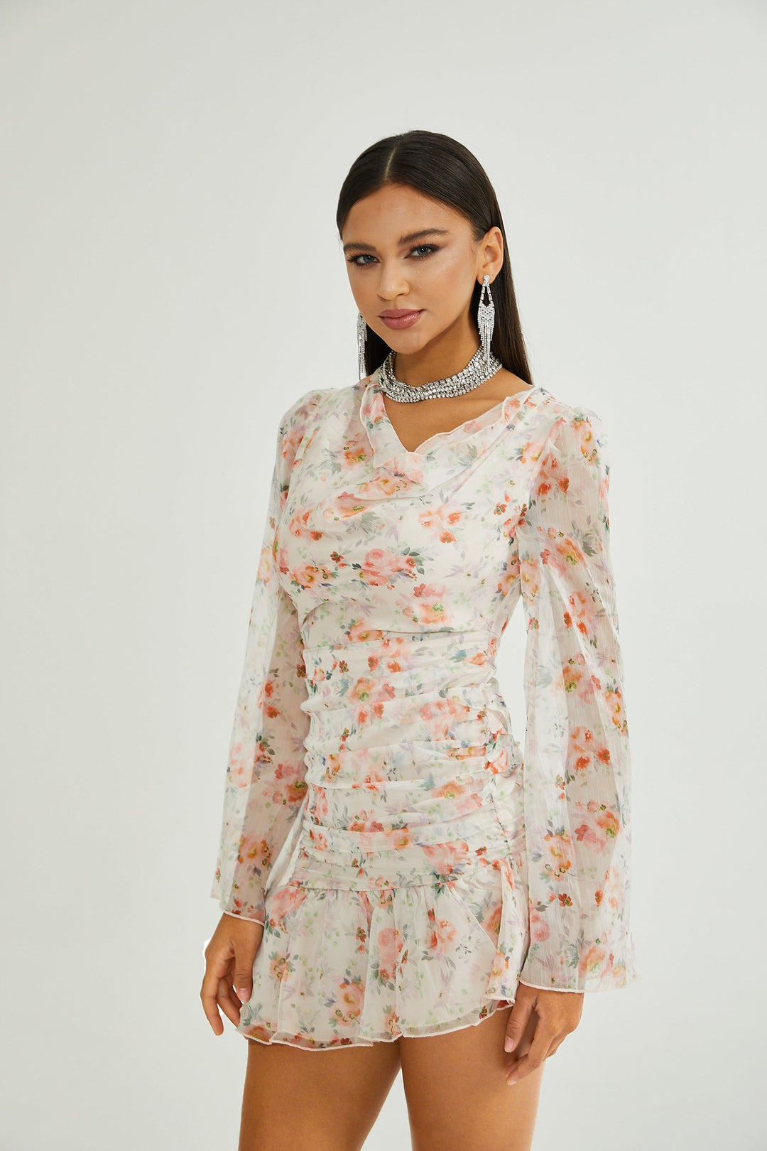 Levoire | Imprimé Floral Robe Mini À Manches Longues