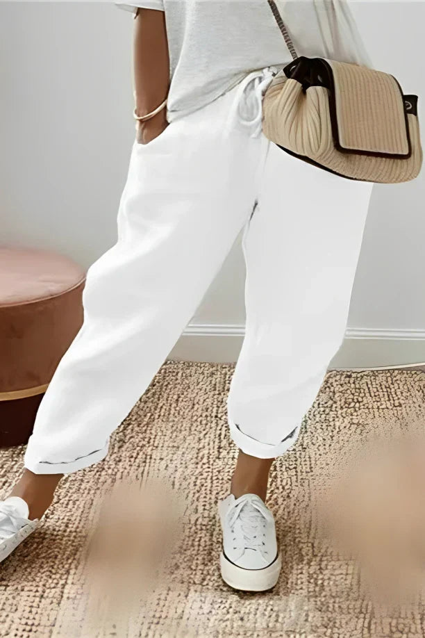 Levoire | Pantalon Avec Cordon De Serrage Et Poche Oblique Blanc