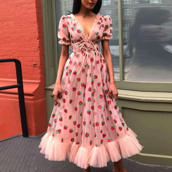 Levoire | Robe d'été tendance à nœud en maille Rosa