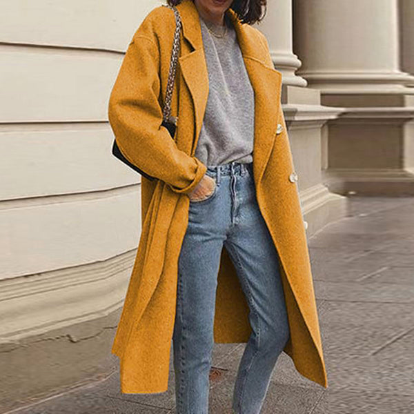 Levoire | Manteau Long Élégant Et Polyvalent Jaune