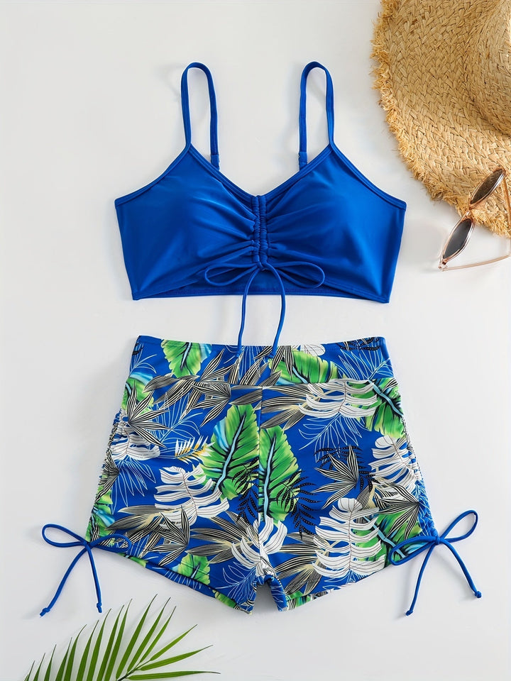Levoire | Ensemble De Bikini Taille Haute Avec Motif Tropical Pour Femmes
