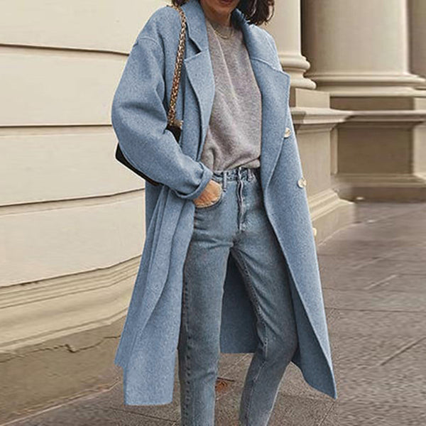 Levoire | Manteau Long Élégant Et Polyvalent Bleu