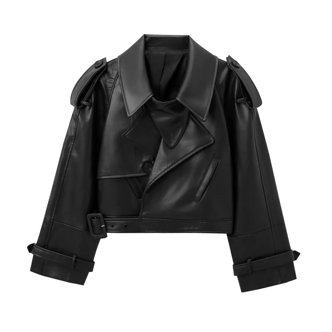 Levoire | Veste En Cuir Bordeaux Grande Taille Au Look Affirmé Noir