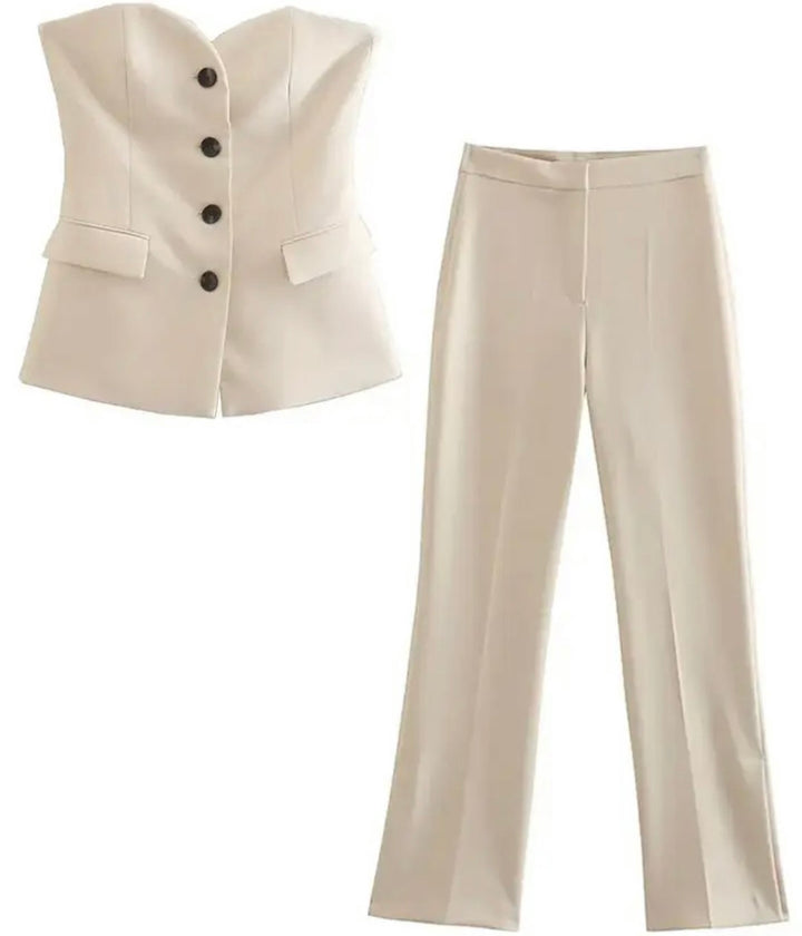 Levoire | Ensemble Blazer Élégant Crème