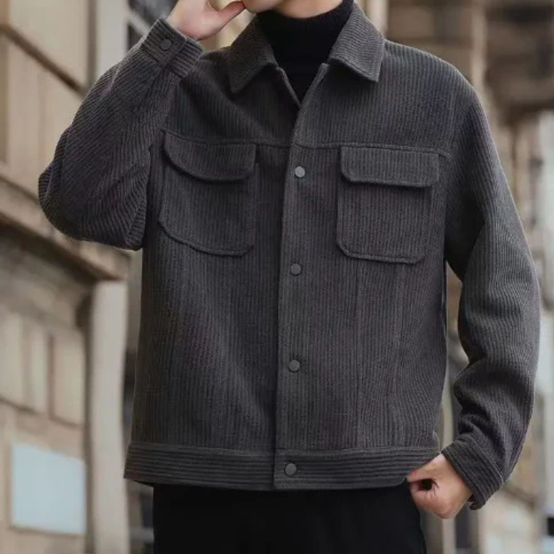 Levoire | Veste En Corduroy Pour Hommes Style Vendange Gris