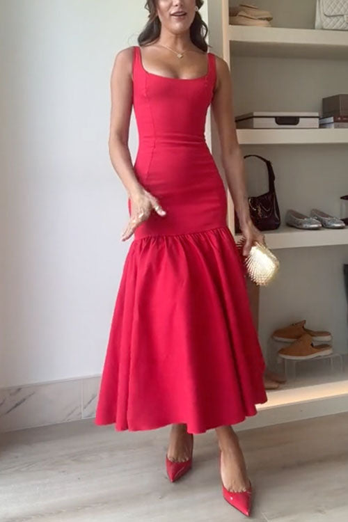 Levoire | Robe Midi Minimaliste Rouge (Quasi épuisé)