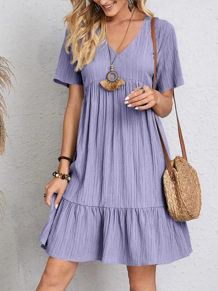 Levoire | Robe D'Été Stylée À Décolleté En V Lila