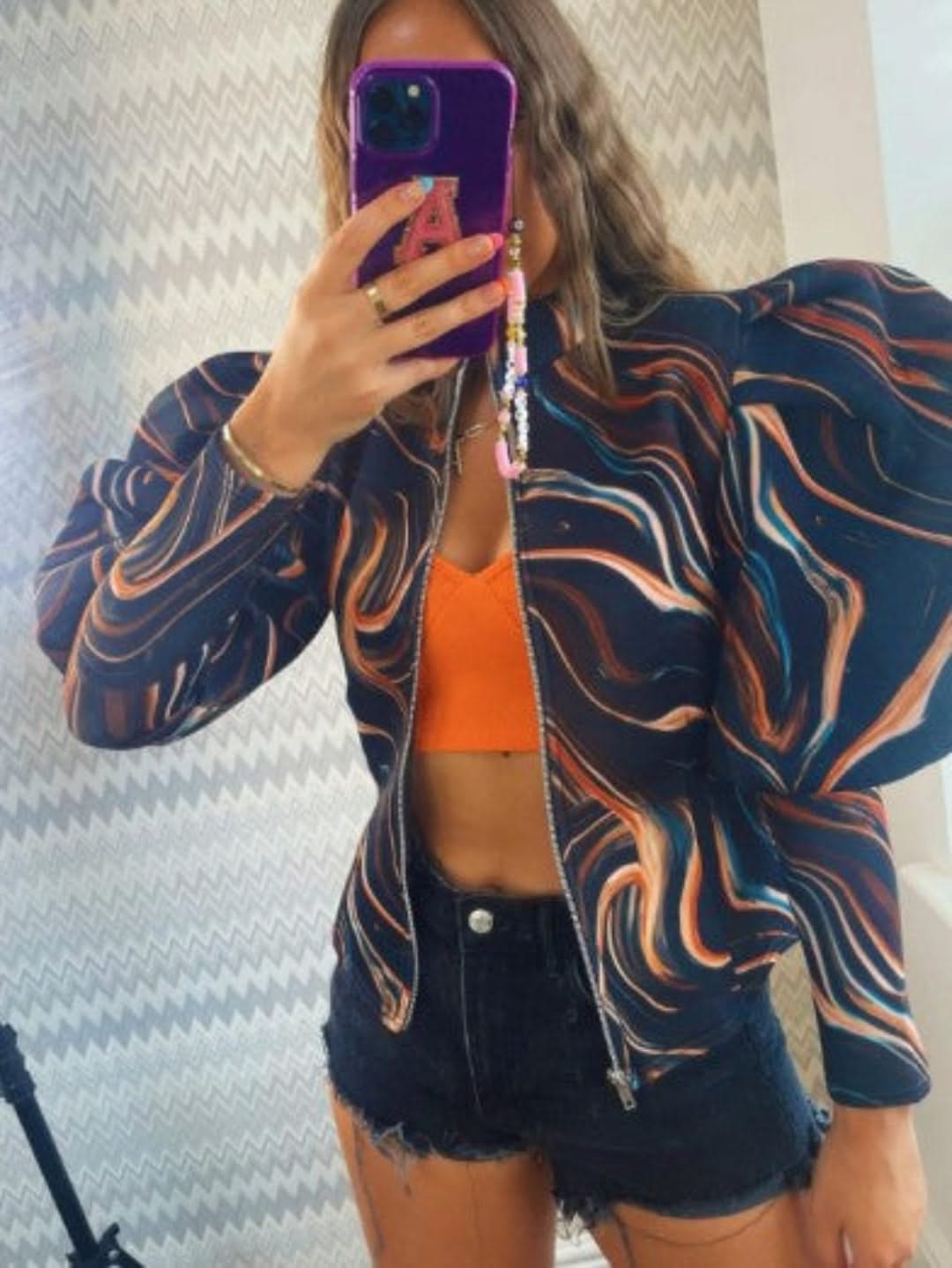 Levoire | Chic Puffi À Manches Bouffantes Et Avec Un Sac Pour Femmes Bleu