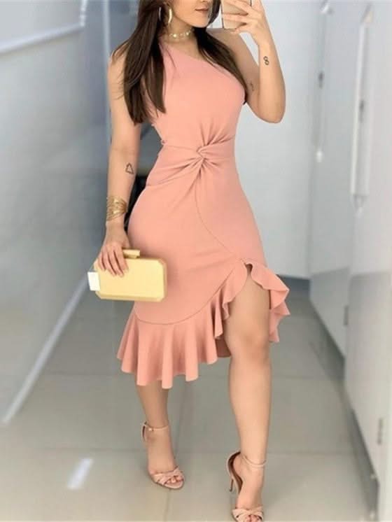Levoire | Maxi Une Épaule Élégant Rosa
