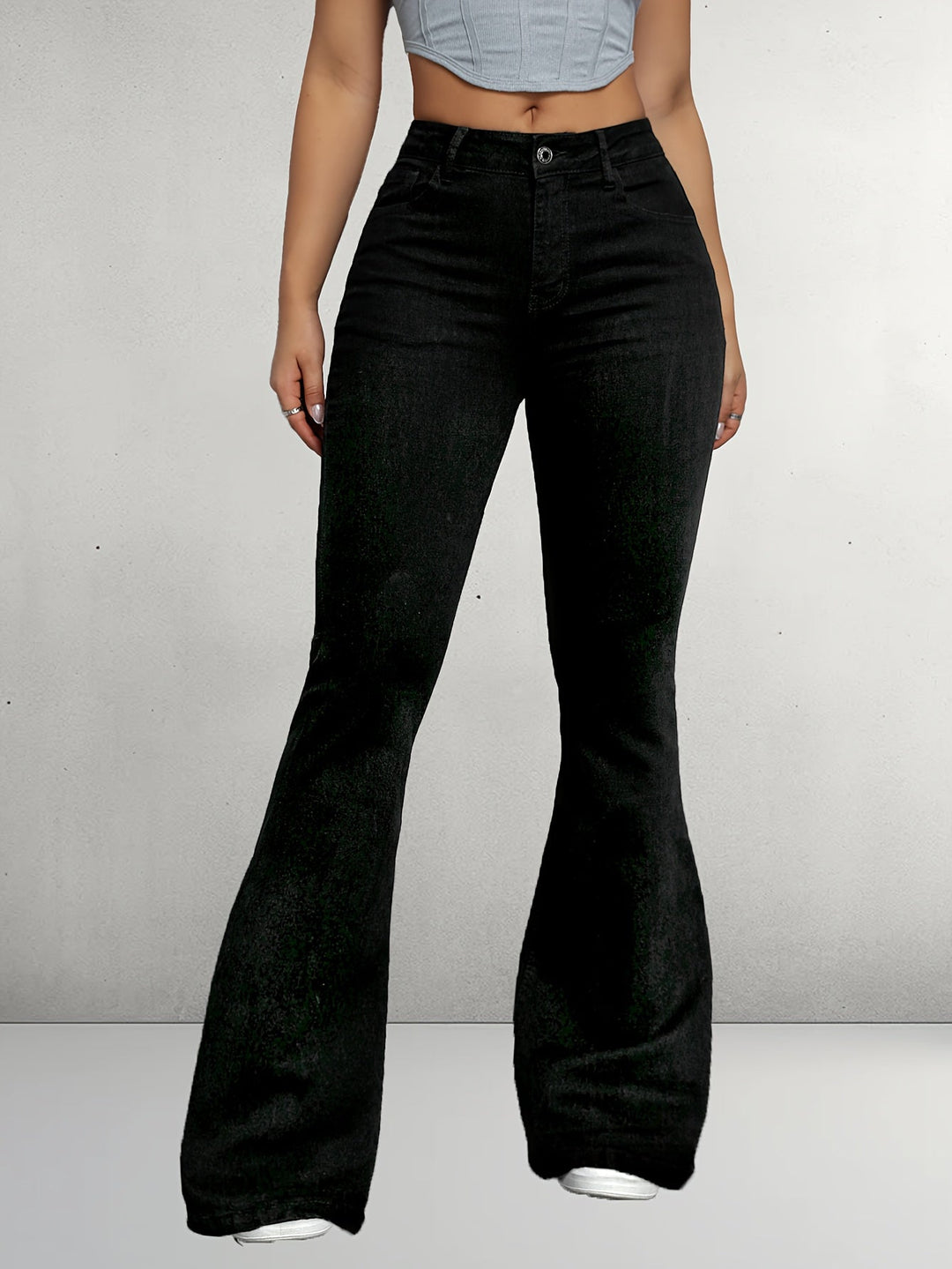 Levoire | Pantalons Flare Noirs Élégants Avec Boutons