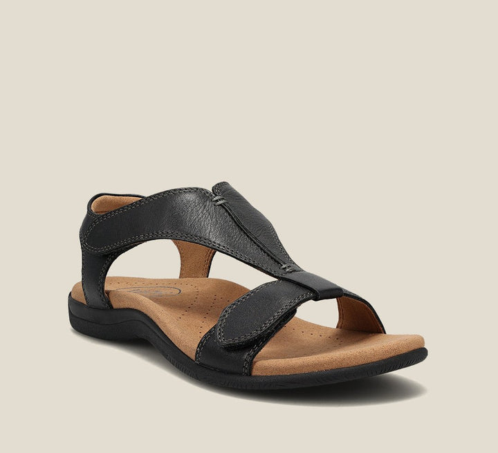 Levoire | Sandales en cuir avec support de pied et confort Noir