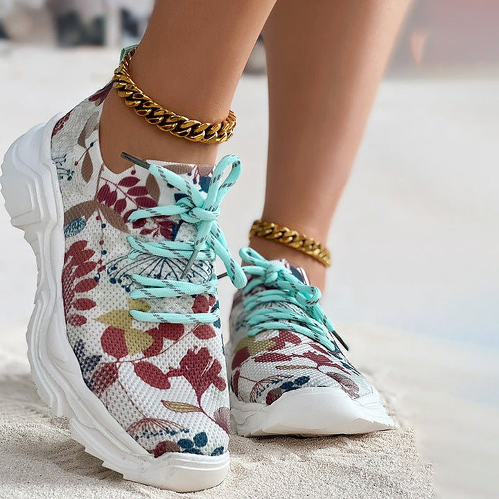Levoire | Baskets Mesh De Loisir Avec Semelle Ergonomique Et Éléments Floraux Pour Femmes