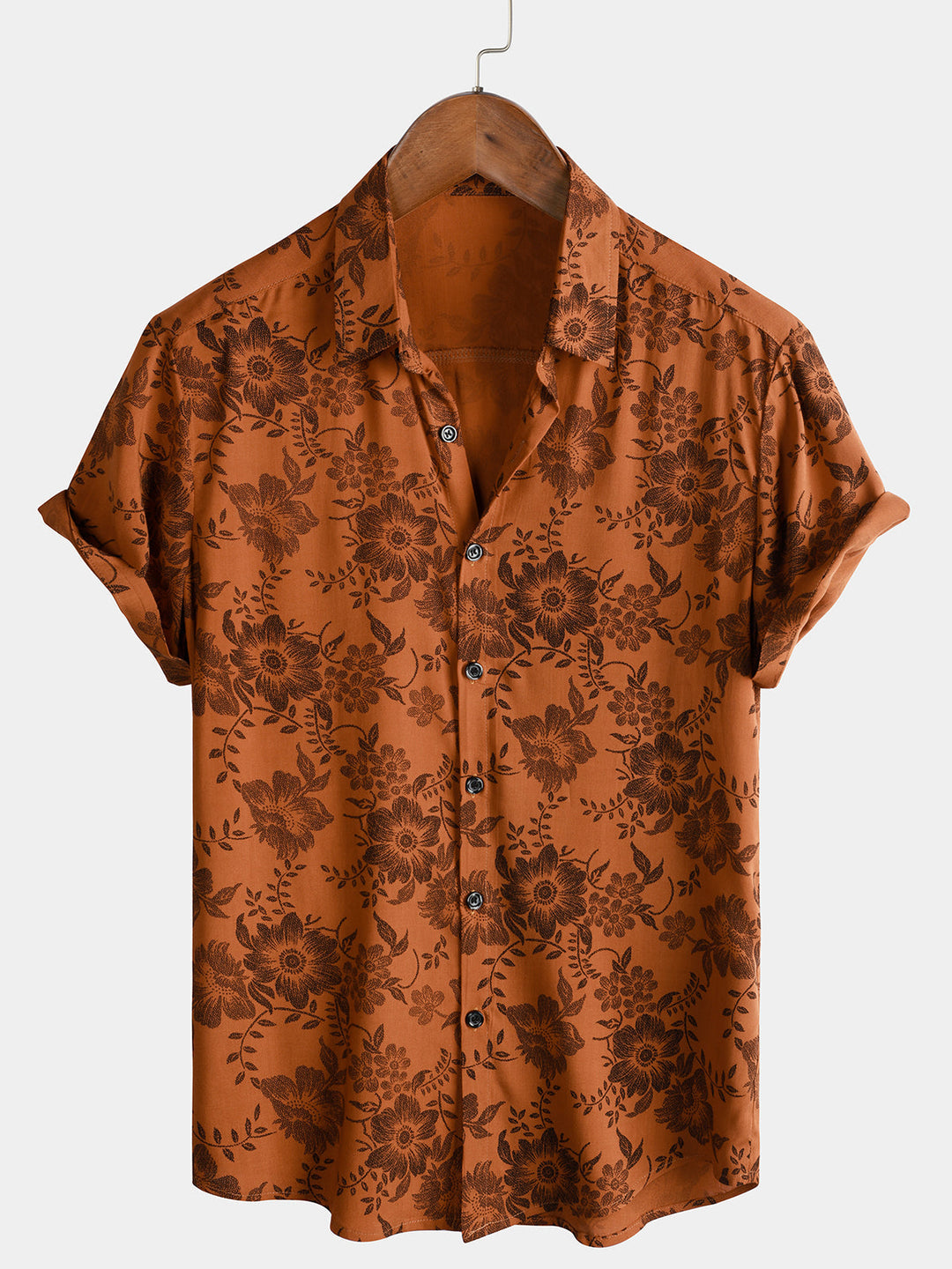 Levoire | Motif Floral Rétro Avec Manches Courtes Braun