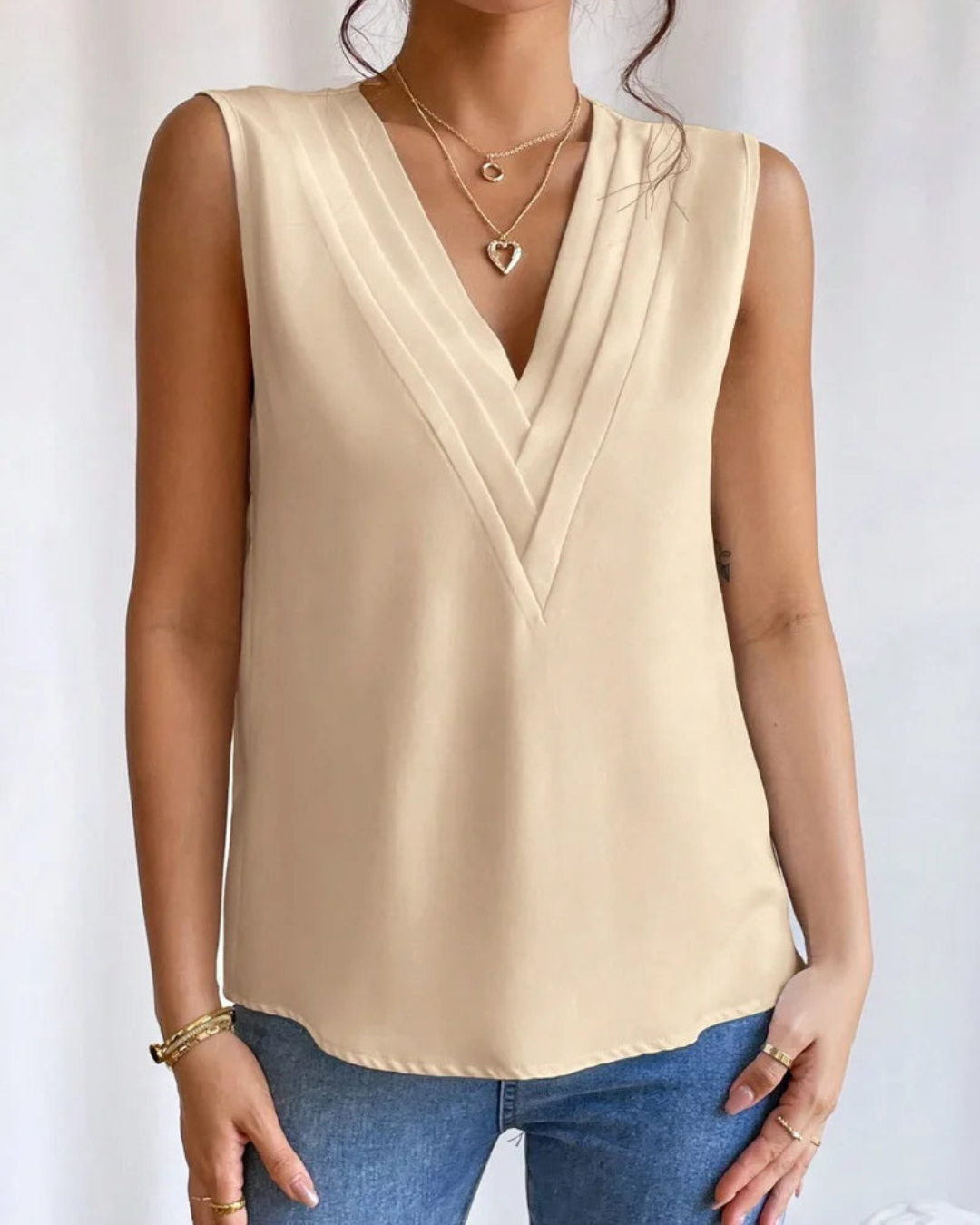 Levoire | Uni Color Débardeur Décontracté Beige