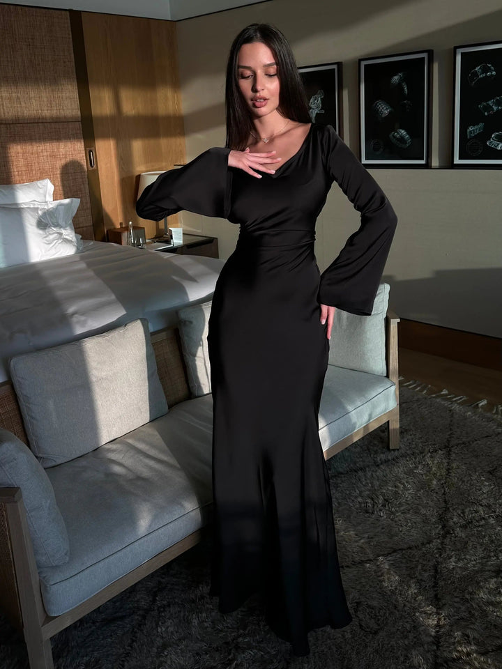 Levoire | Robe Maxi Fluide À Manches Longues Pour Femmes