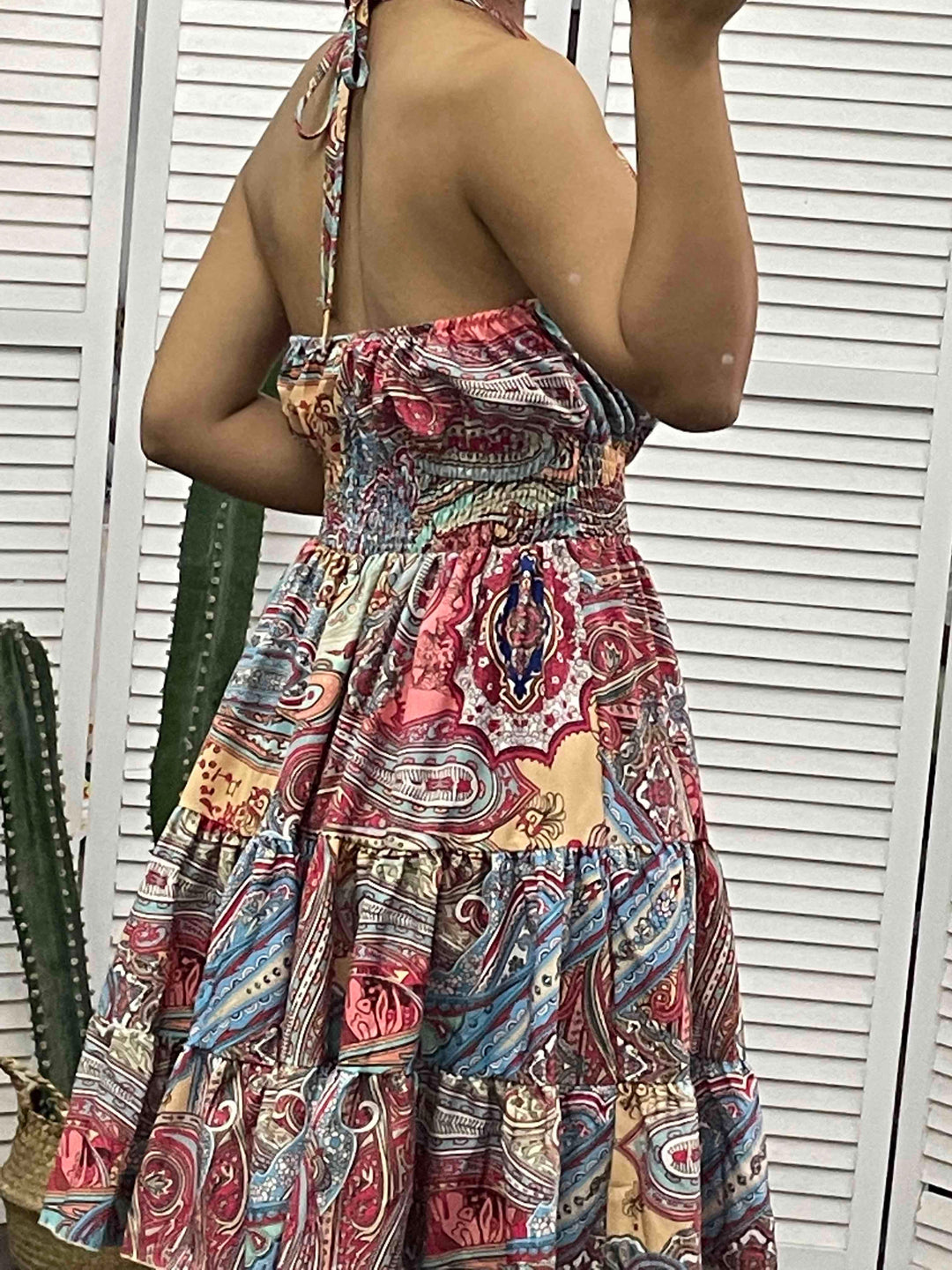 Levoire | Robe dos nu à imprimé tribal