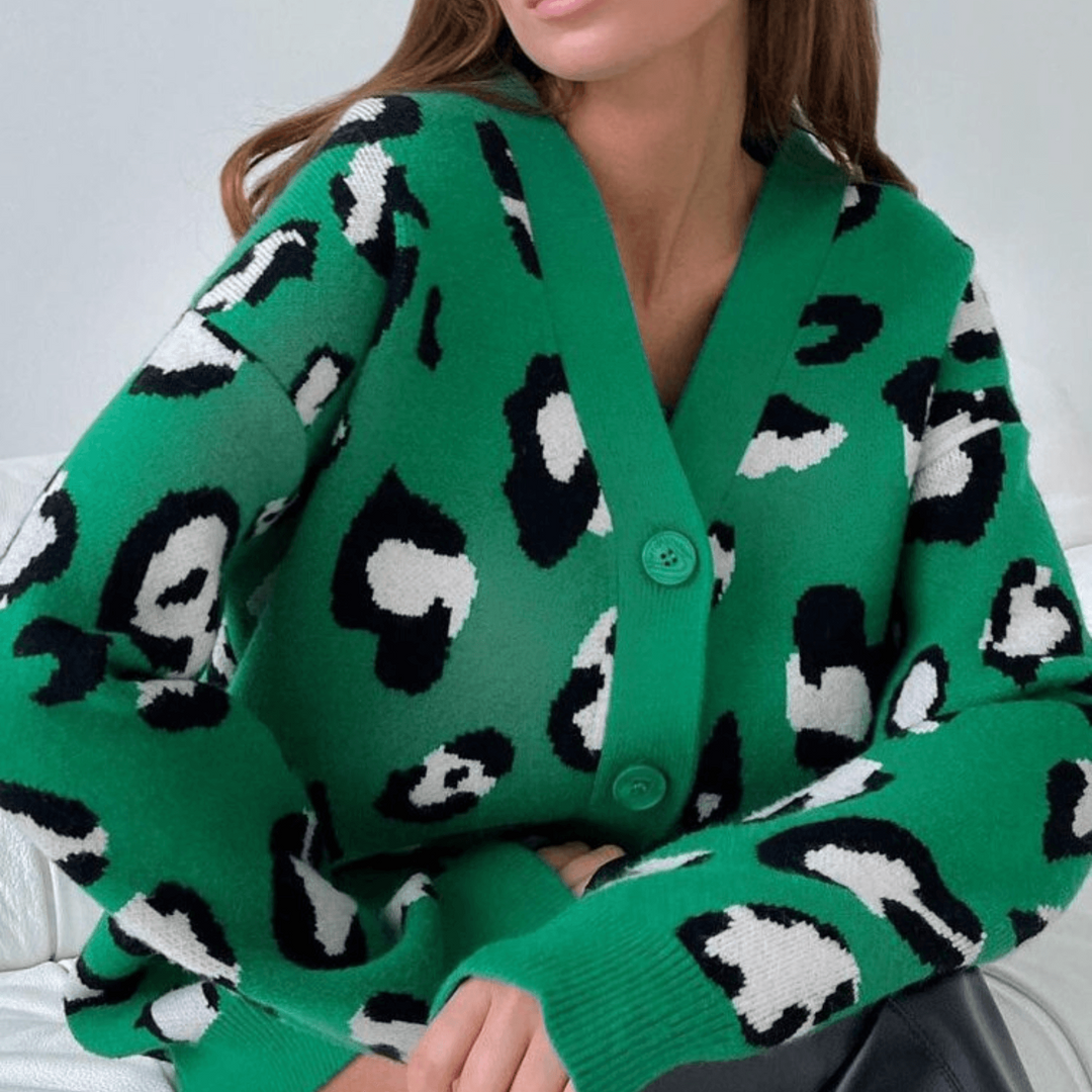 Levoire | Veste En Tricot Colorée Tendance Avec Boutons Pour Femmes Vert