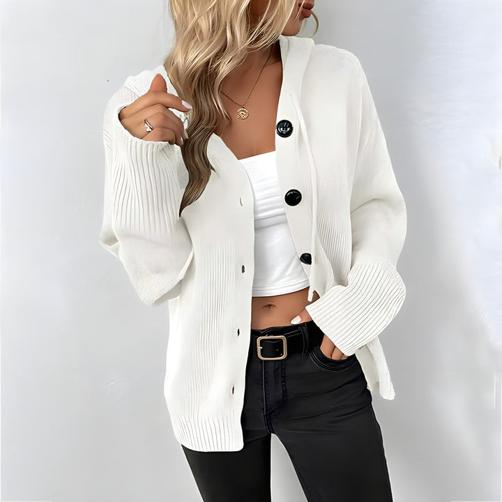 Levoire | Élégante Veste En Tricot Confortable Avec Capuche Blanc