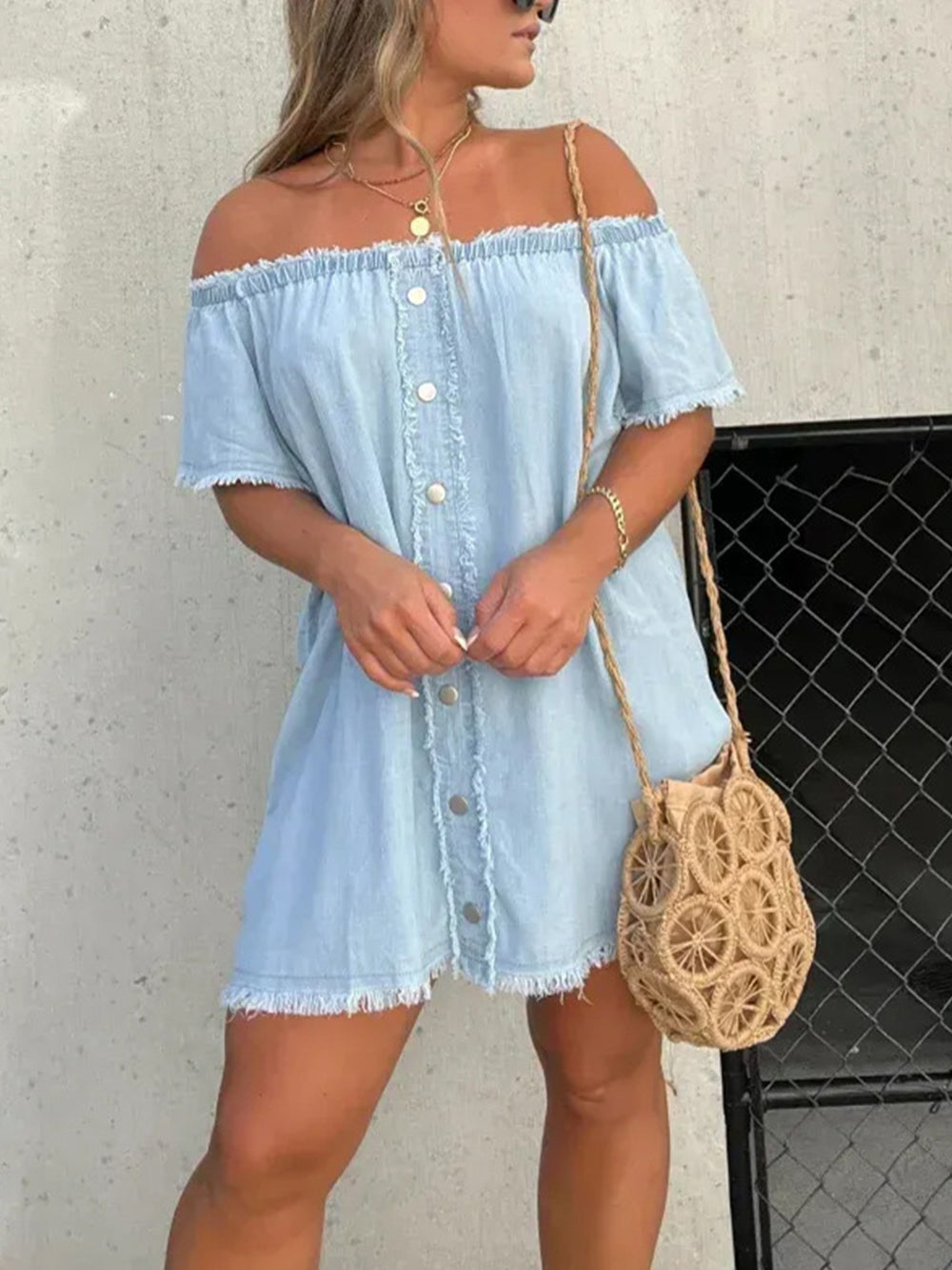 Levoire | Mini robe en denim à une épaule