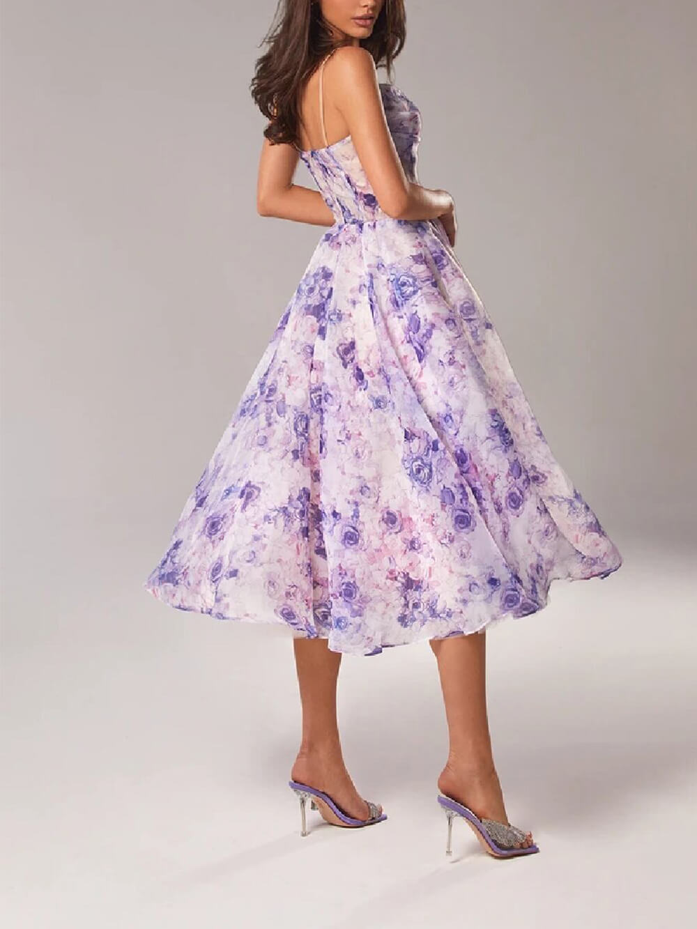 Levoire | Robe Midi Swing En Chiffon Avec Imprimé Floral Pour Femmes