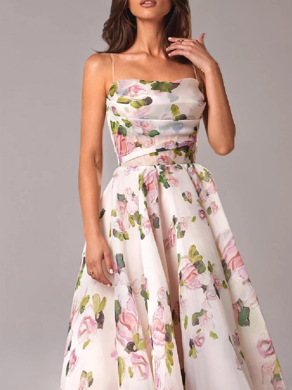 Levoire | Robe Midi Swing En Chiffon Avec Imprimé Floral Pour Femmes
