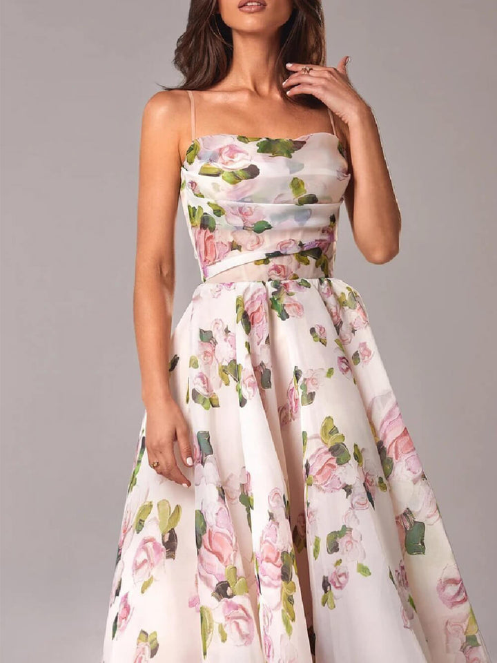 Levoire | Robe Midi Swing En Chiffon Avec Imprimé Floral Pour Femmes