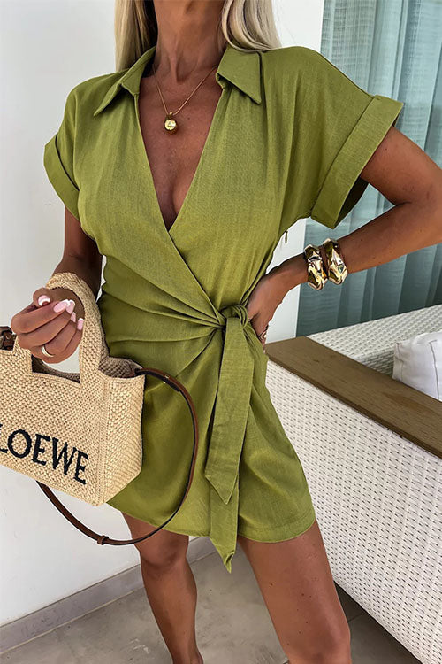 Levoire | Combinaison à manches courtes avec décolleté en V Vert