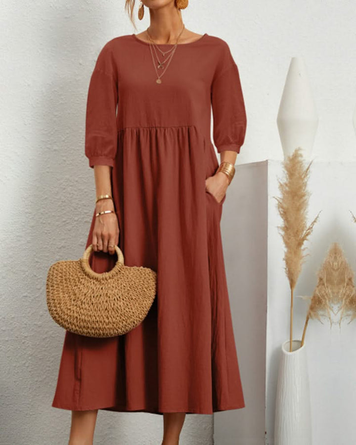 Levoire | Midi Rento En Coton Et Lin Orange