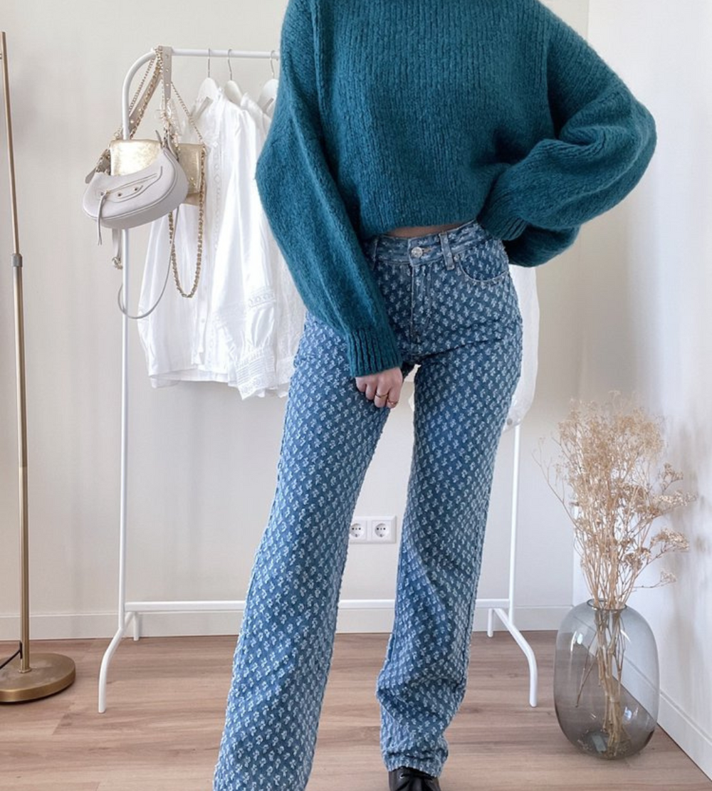 Levoire | Rento Taille Haute Pantalon Droit Avec Motif Diamant