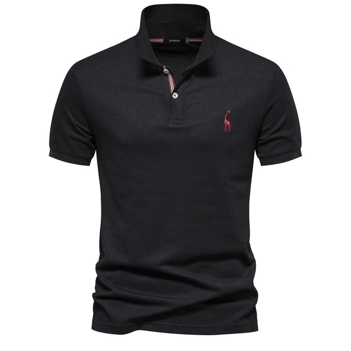 Levoire | Polo en coton luxueux avec logos de cerf Noir