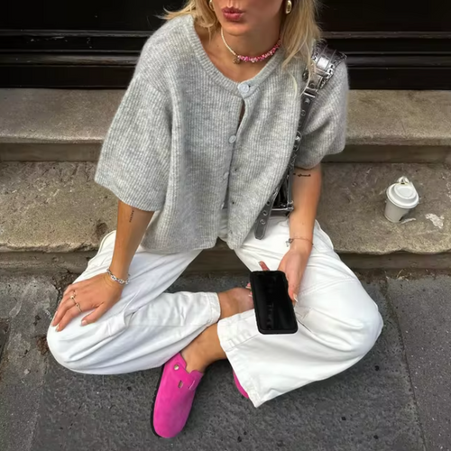 Levoire | Veste En Tricot Courte Avec Boutons Pour Femmes
