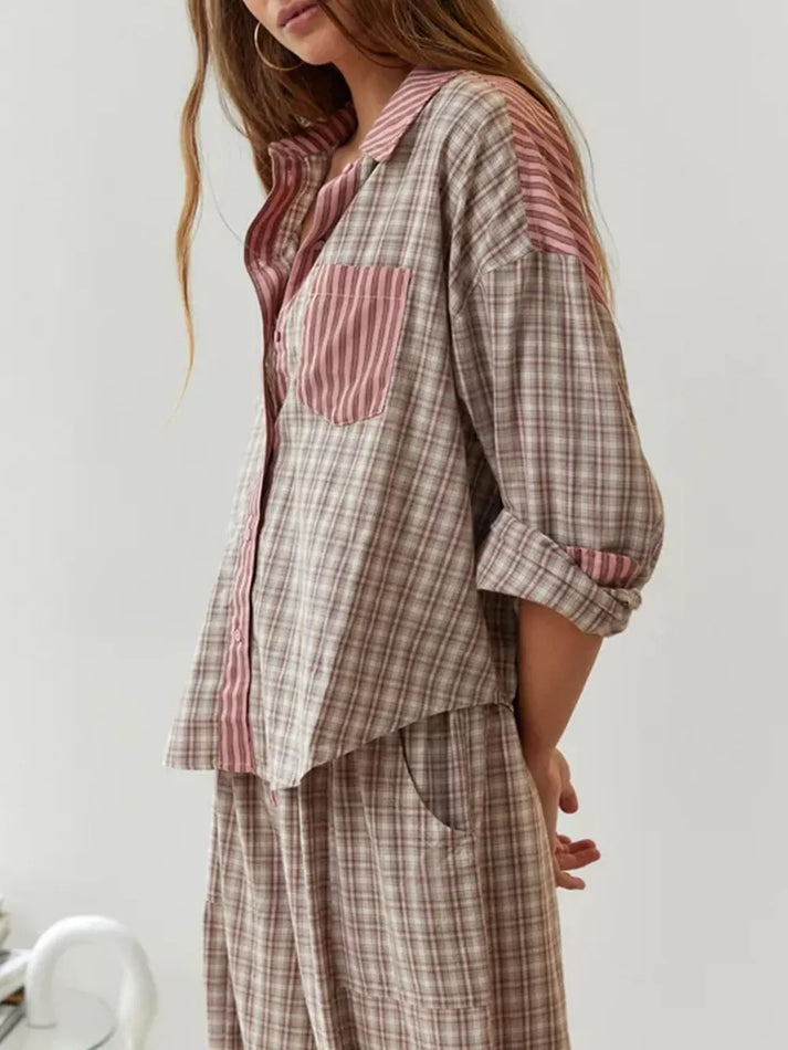 Levoire | Ensemble De Pyjama Femme En Deux Pièces Avec Motif Carreaux