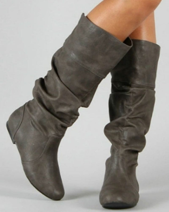 Levoire | Bottes Plates À Plis Jusqu'Au Genou Gris