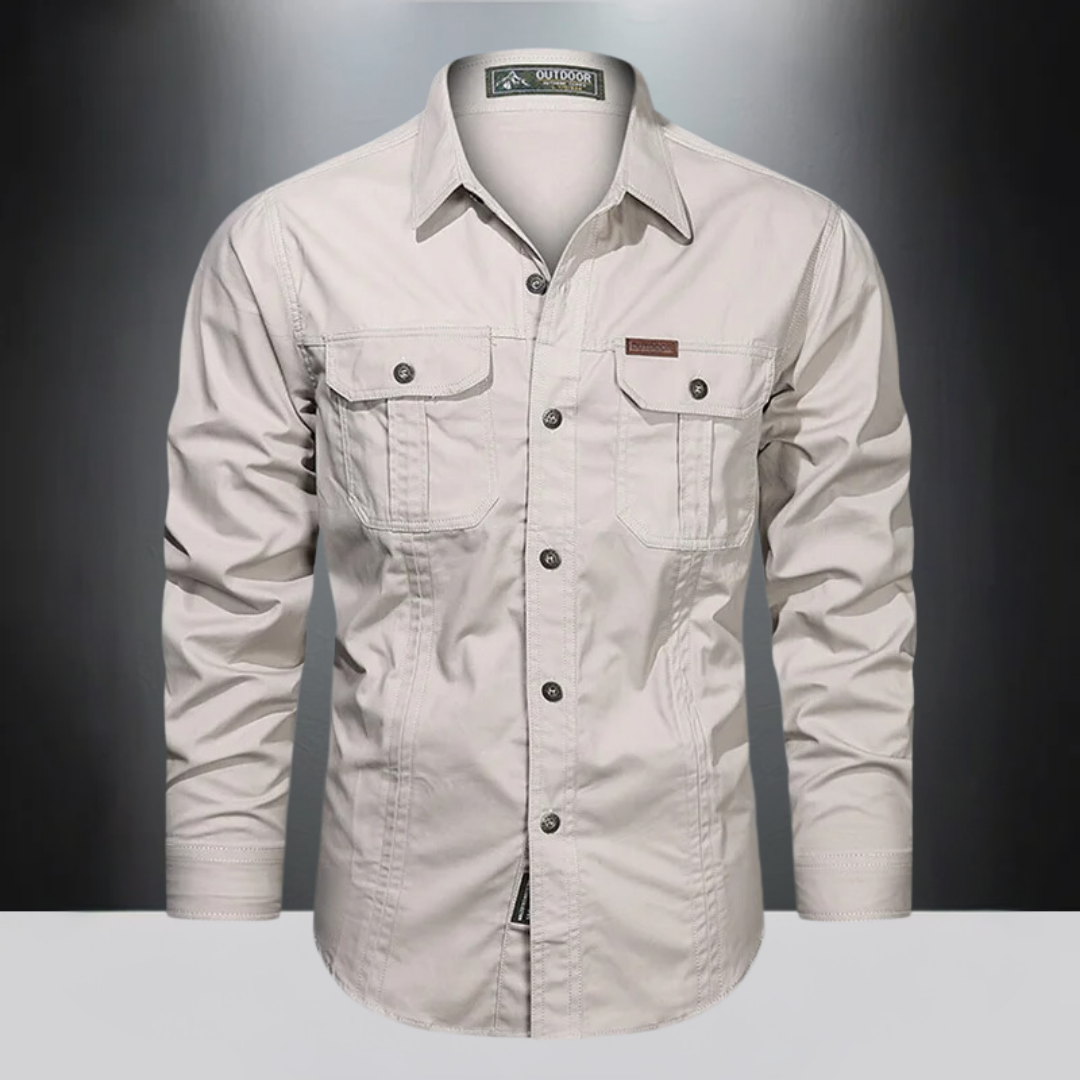 Levoire | Chemise Pour Hommes Avec Boutons, Adaptée À La Fois Pour La Détente Et Les Activités En Extérieur Beige