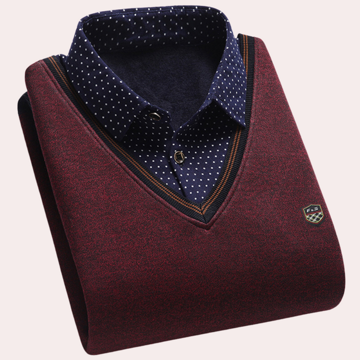 Levoire | Pull classique pour hommes avec col de chemise pour hommes Rot