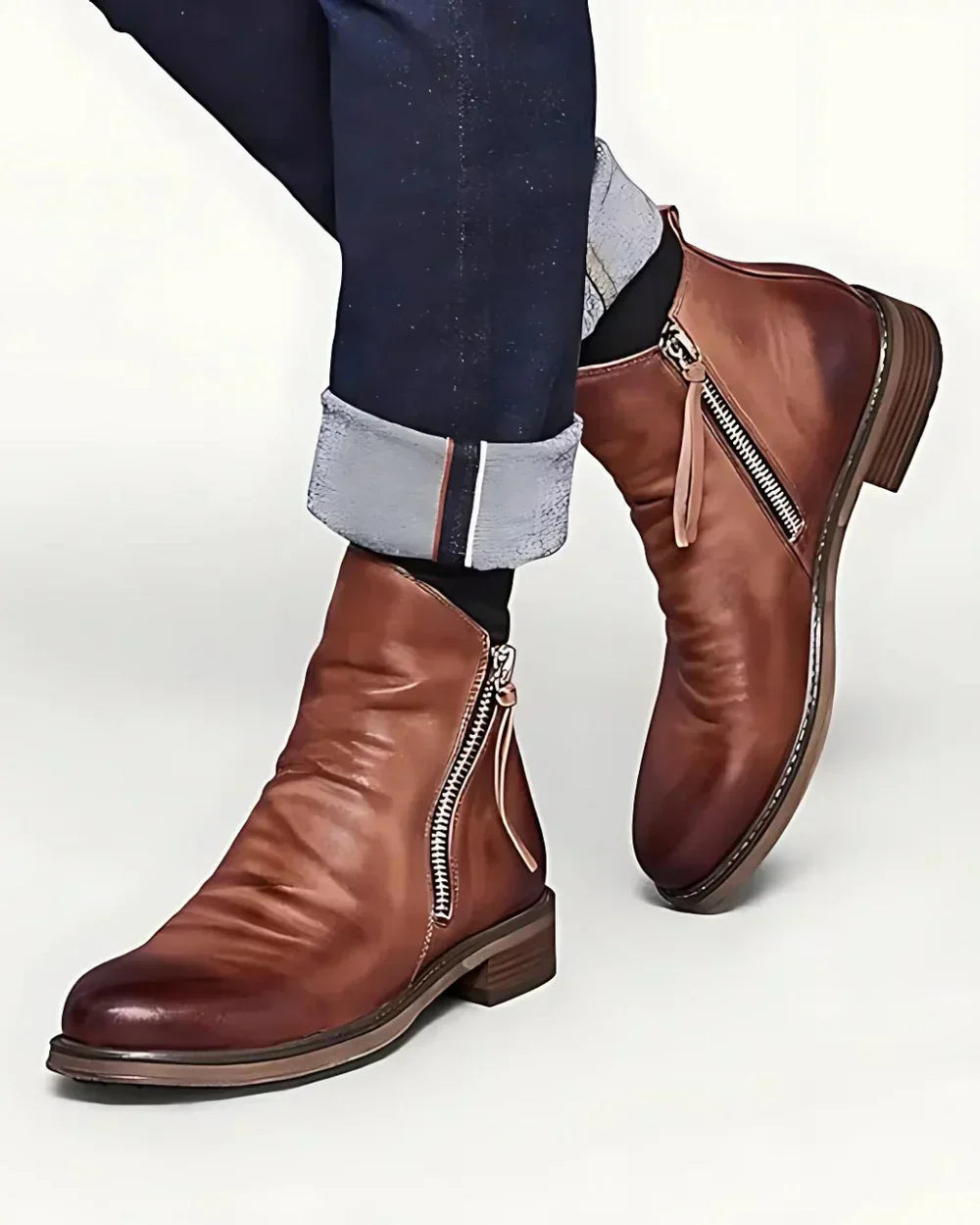 Levoire | Bottes En Cuir Avec Fermeture Éclair Latérale Braun