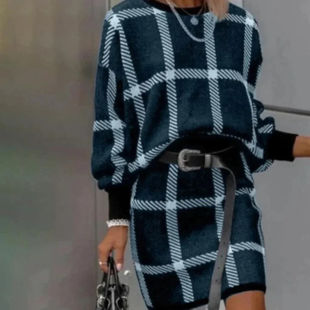 Levoire | Robe élégante à carreaux Bleu