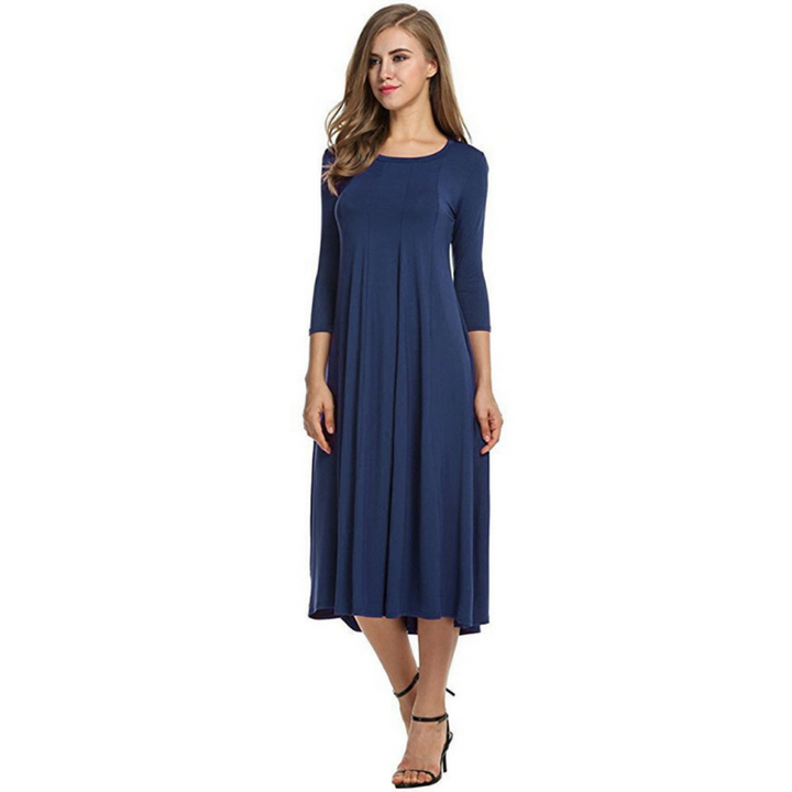 Levoire | Lssig Chic Styl Robe Trois Quarts Bleu foncé