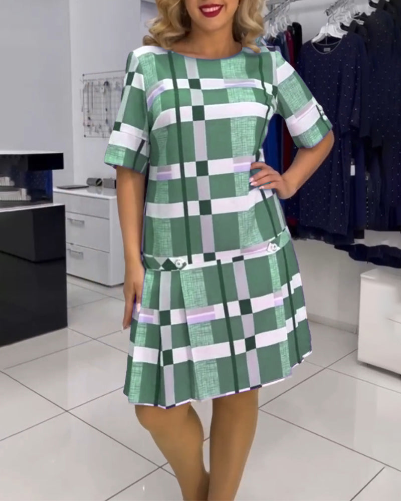 Levoire | Robe D'Été Raffinée Avec Motif À Carreaux Pour Femmes Vert