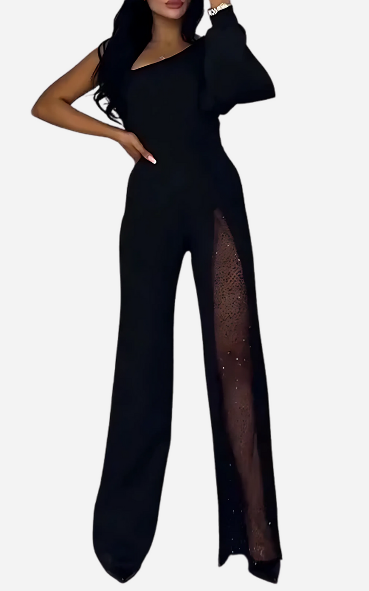 Levoire | Robe Élégante Femme Épaule Dégagée Et Glamour Avec Fente Noir