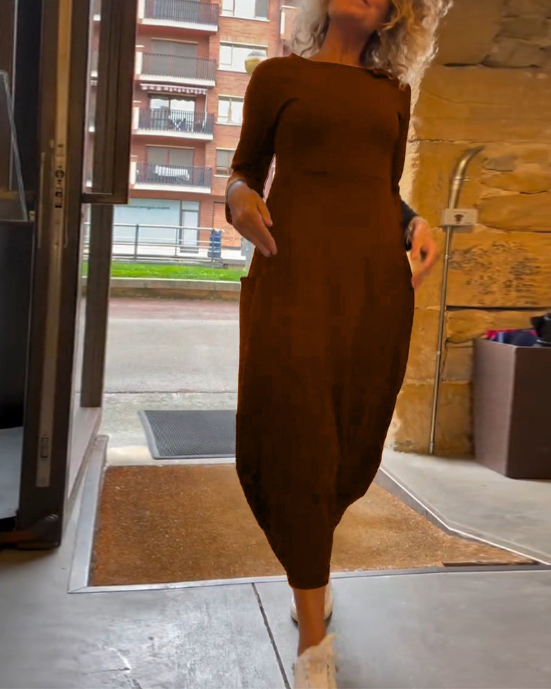 Levoire | Robe Sweatshirt Longue Marron